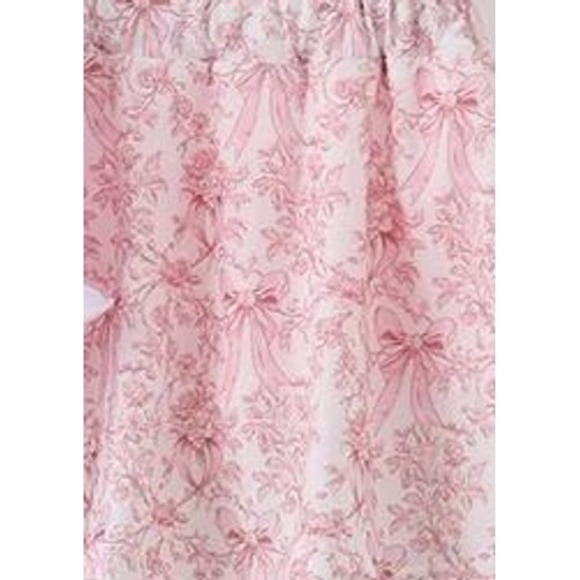 Girls Pink Toile Cross Christian Set White Ruffle Top Easter Baptism church sz 4 - Picture 4 of 4